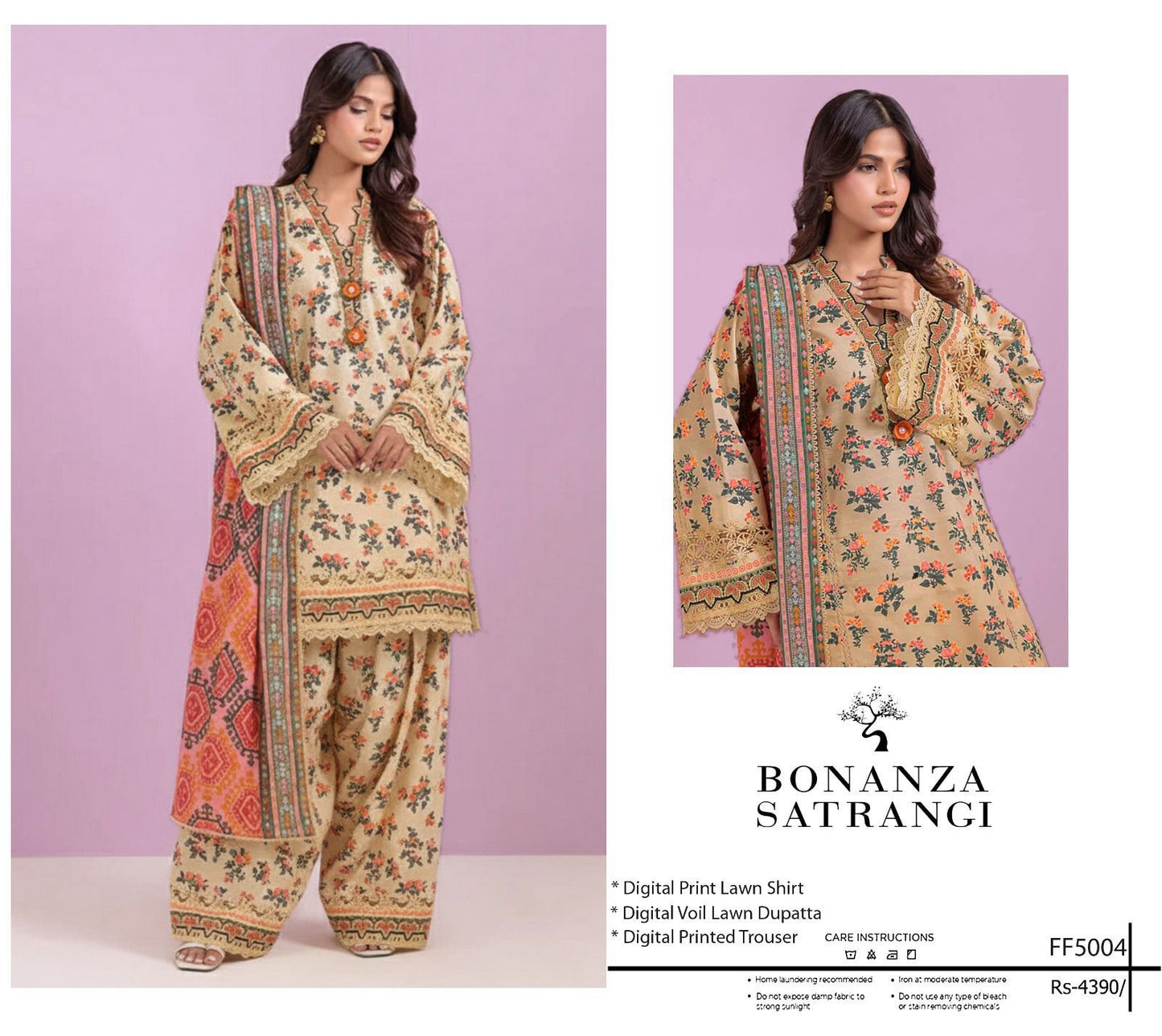 BONANZA SATRANGI 3 piece Print Vol
