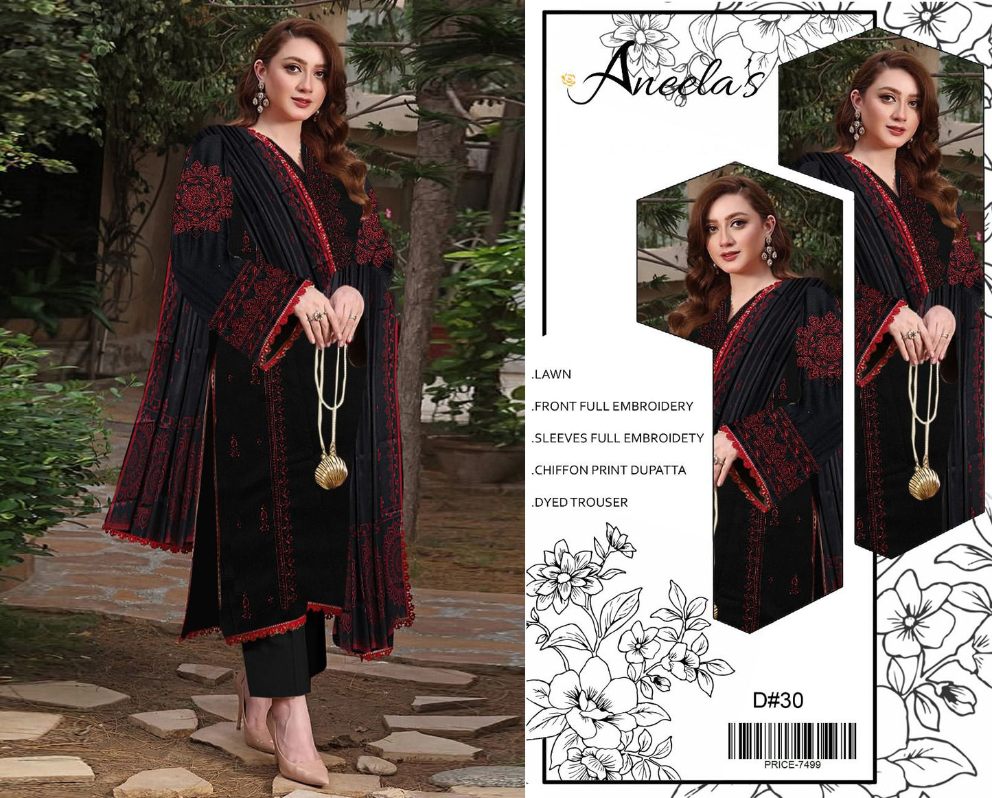 BRAND ANEELA,S” : FRONT FULL EMBROIDERED LAWN