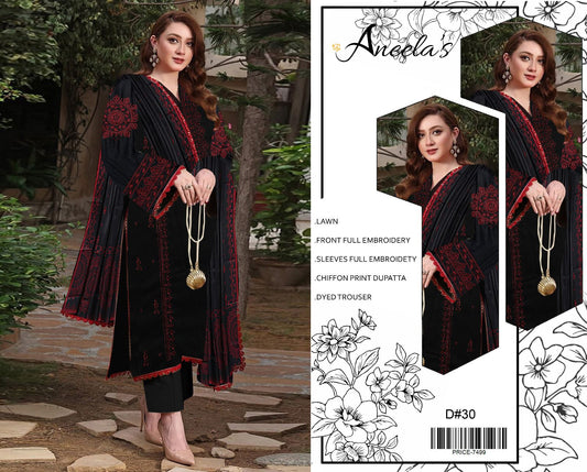 BRAND ANEELA,S” : FRONT FULL EMBROIDERED LAWN