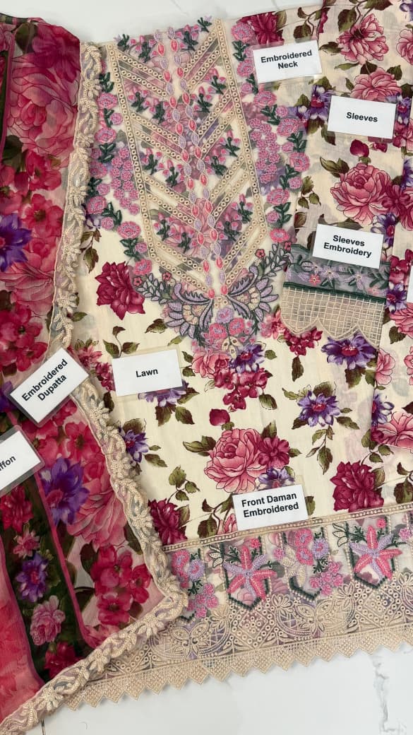 ☆Brand Name : Aneela’s☆  ☆Fabric Details :  Lawn  Chiffon☆