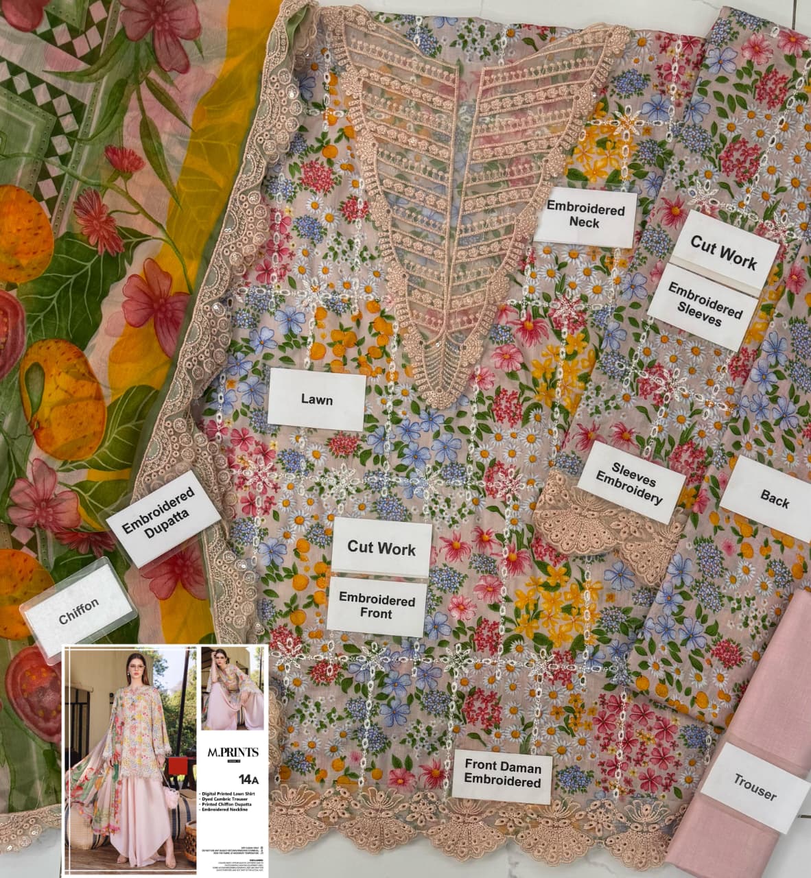 ☆Brand Name : MARIA.B☆  ☆Fabric Details : Lawn  Chiffon☆