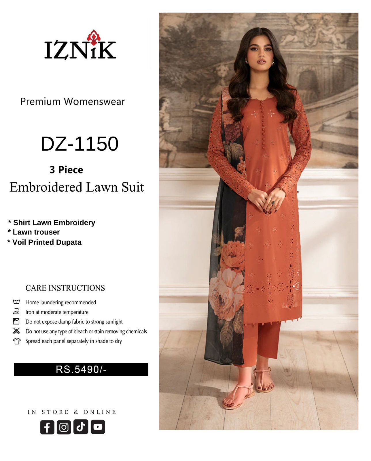 Neck Heavy Embroidered + Front Full Heavy Multi-Head Chikenkari Embroidered