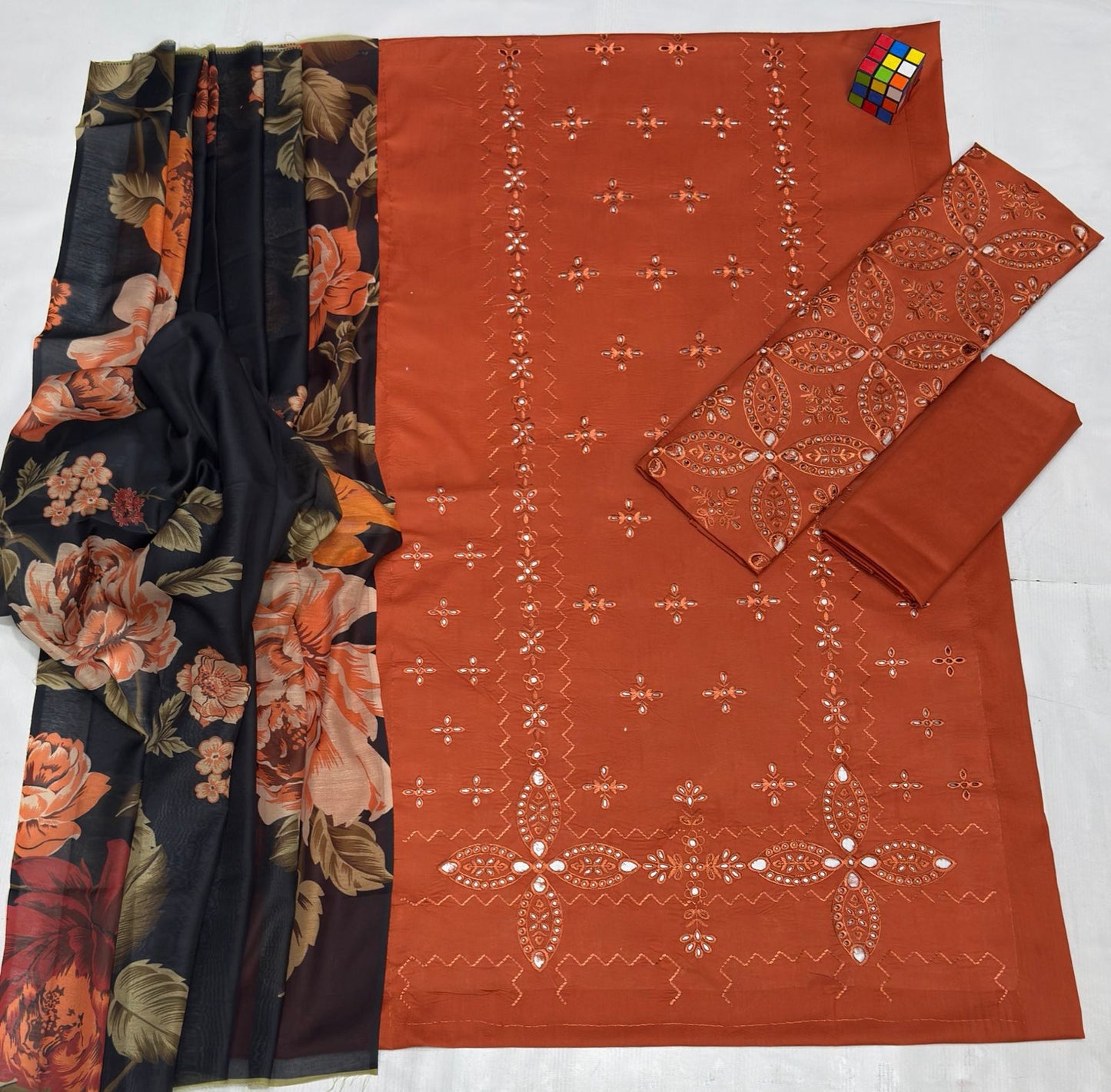 Neck Heavy Embroidered + Front Full Heavy Multi-Head Chikenkari Embroidered