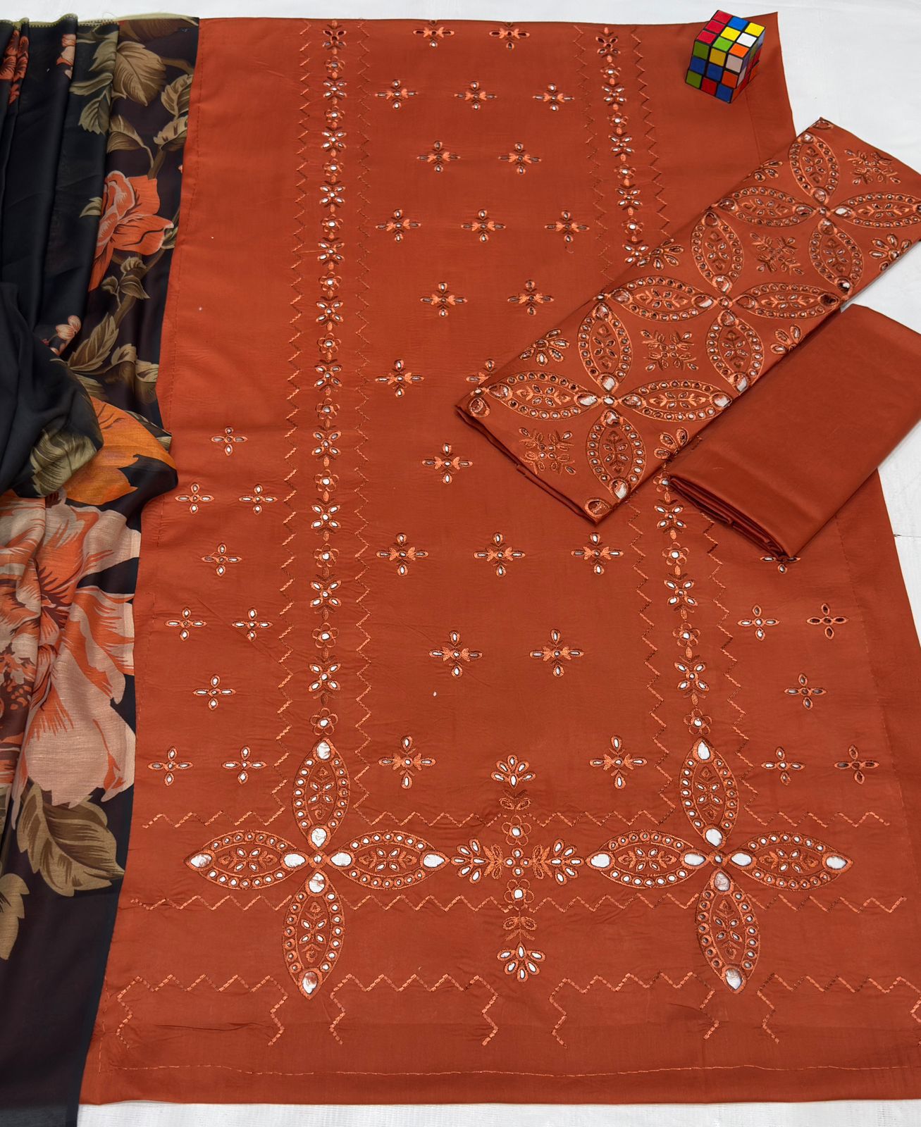 Neck Heavy Embroidered + Front Full Heavy Multi-Head Chikenkari Embroidered