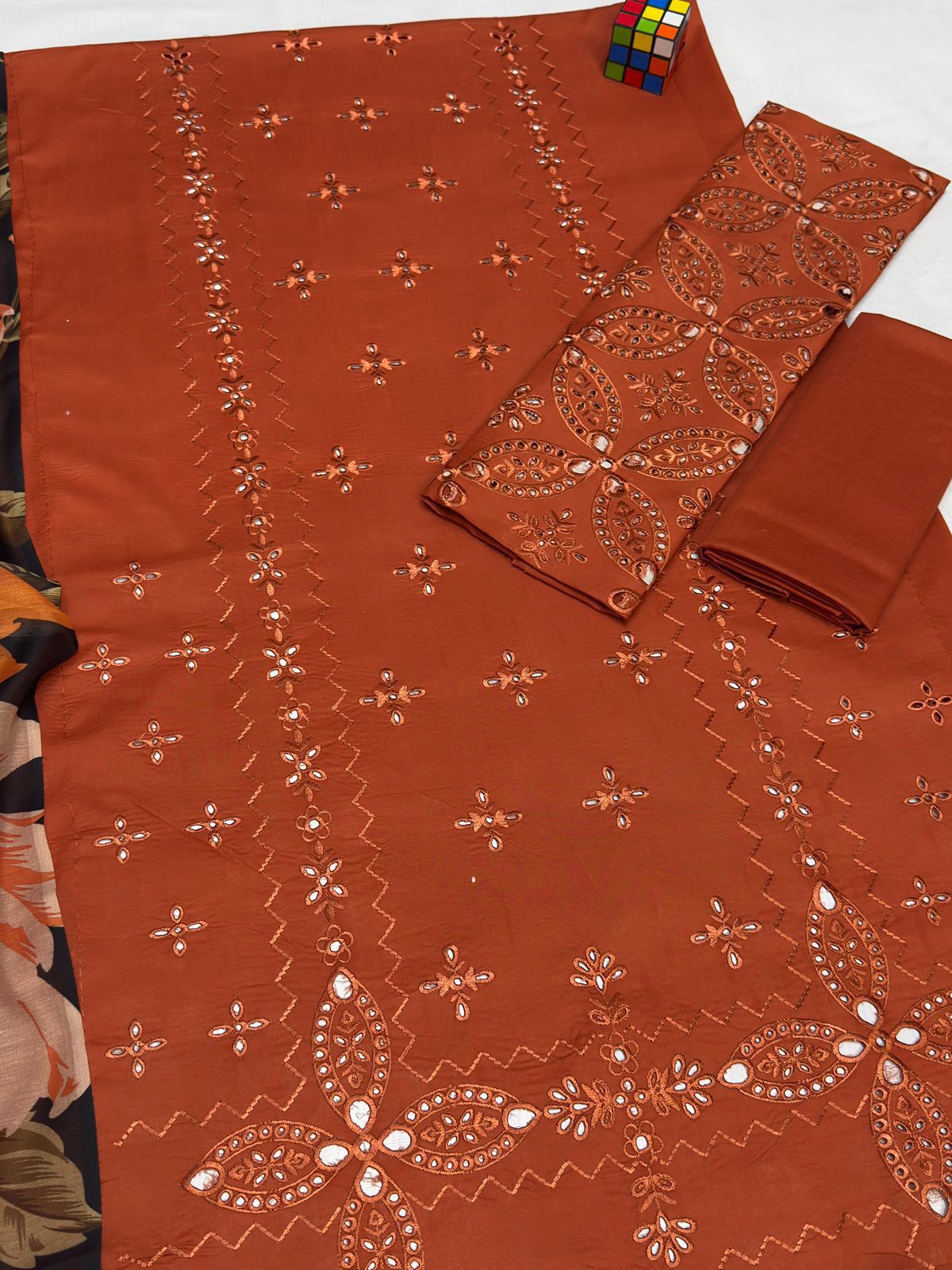 Neck Heavy Embroidered + Front Full Heavy Multi-Head Chikenkari Embroidered