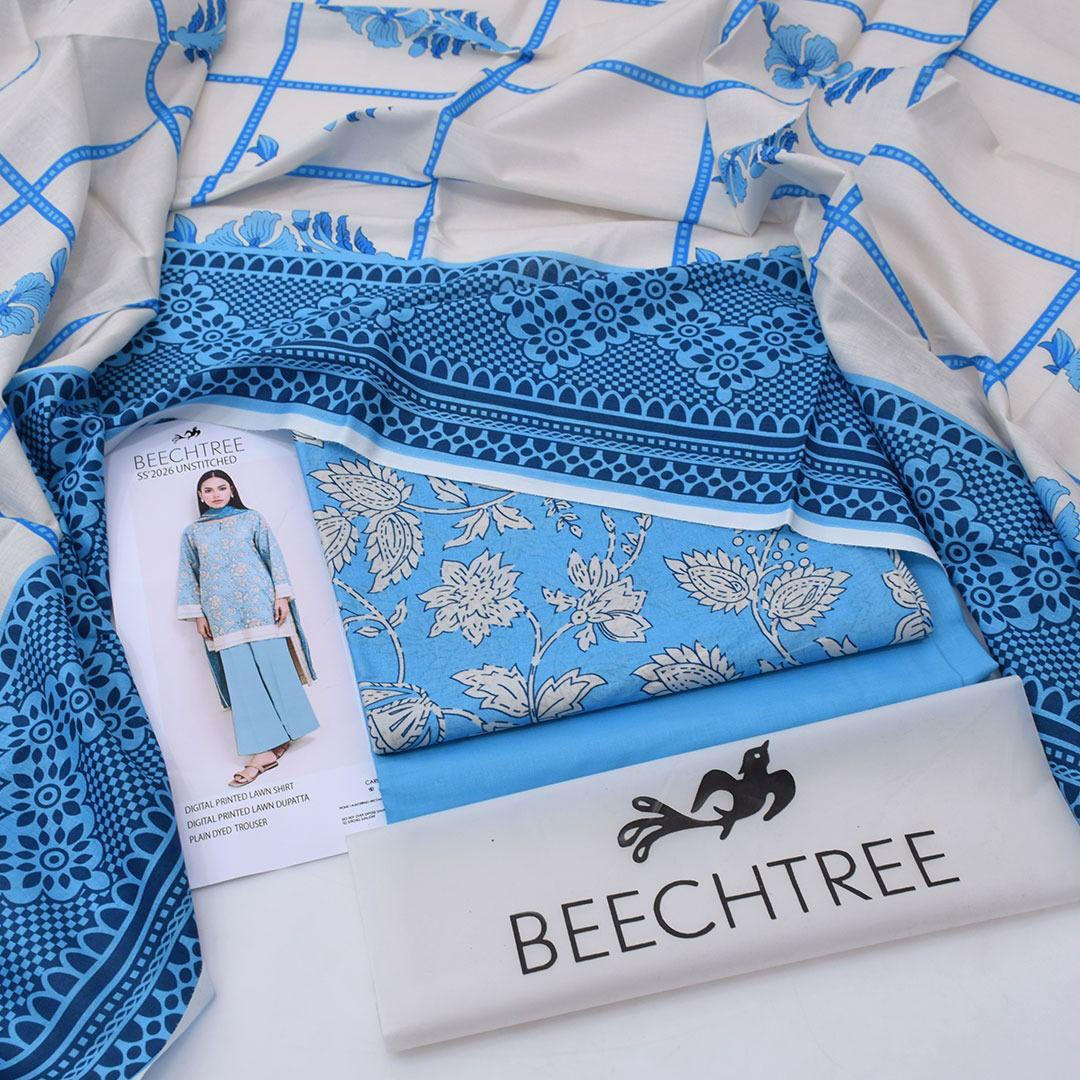Beechtree : Digital Lawn Shirt, Plain Dyed Trouser &amp; Digital Lawn Dupatta!