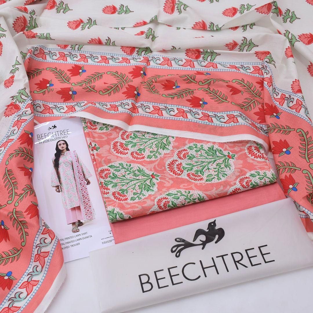 Beechtree : Digital Lawn Shirt, Plain Dyed Trouser &amp; Digital Lawn Dupatta!