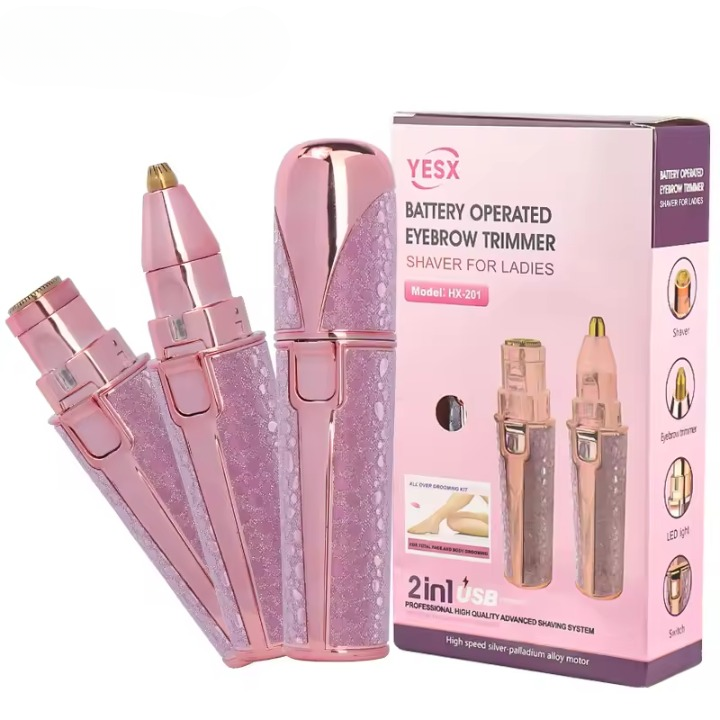 YESX HX-201 2-in-1 Eyebrow Trimmer & Facial Hair Shaver | Battery-Operated | Portable Grooming Tool