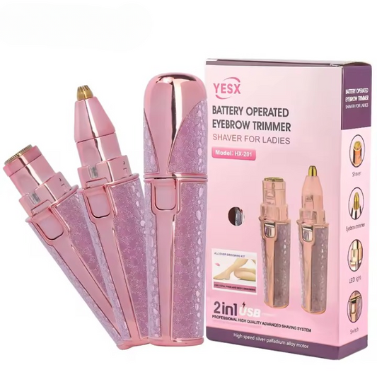 YESX HX-201 2-in-1 Eyebrow Trimmer & Facial Hair Shaver | Battery-Operated | Portable Grooming Tool