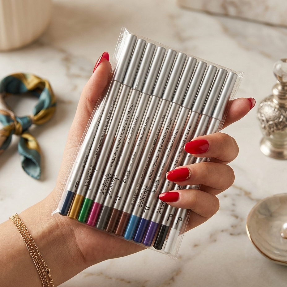 12 Pcs Multicolor Eyeshadow & Eyeliner Pencils Set – Creamy Smooth Makeup Pencils