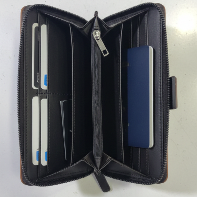 Premium Black Leather Travel Organizer Wallet