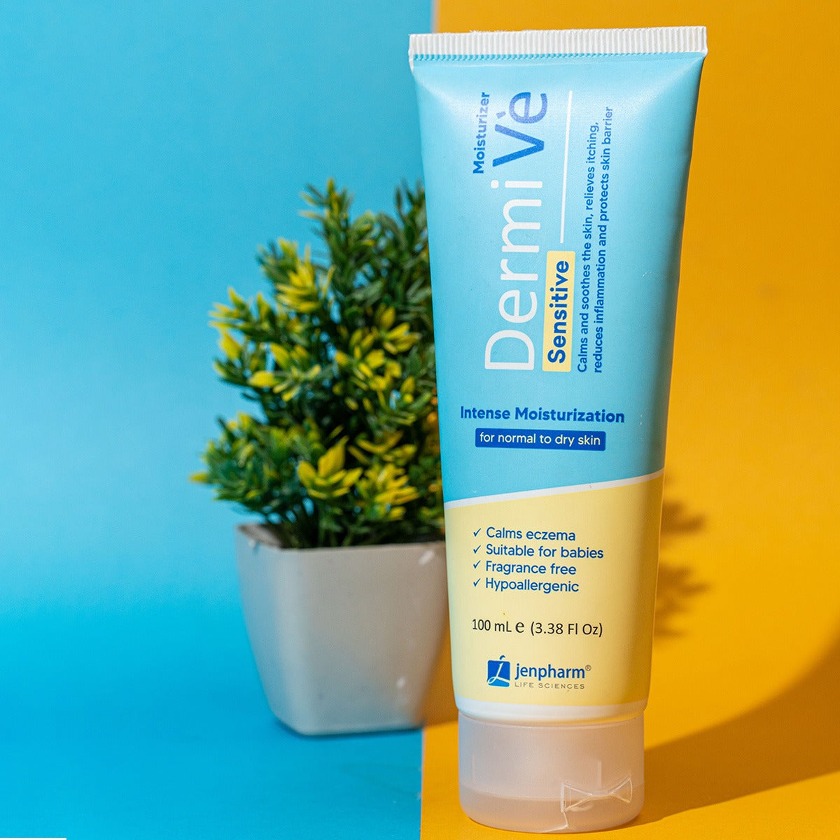 Jenpharm Dermive Sensitive Moisturizer 100ml for Dry, Irritated & Sensitive Skin Ceramides + Hyaluronic Acid Formula