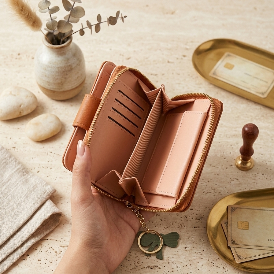 Keep your essentials organized in style with this chic check pattern PU leather wallet  Compact design with secure metal button closure—perfect for everyday elegance